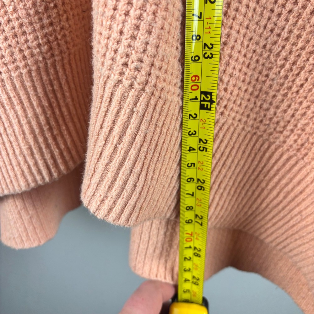 Aerie Waffle Knit Hoodie Pullover Peach Oversized V Neck Sweater - Picture 12 of 12